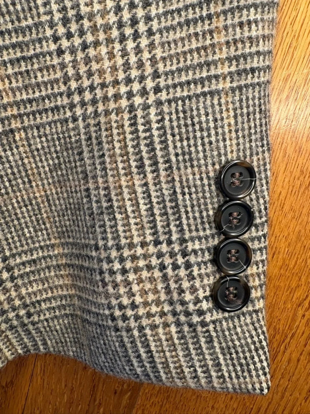 Brooks Brothers 44L 100% Camel Hair Sport Coat Glen Plaid Brown Gray USA Classic